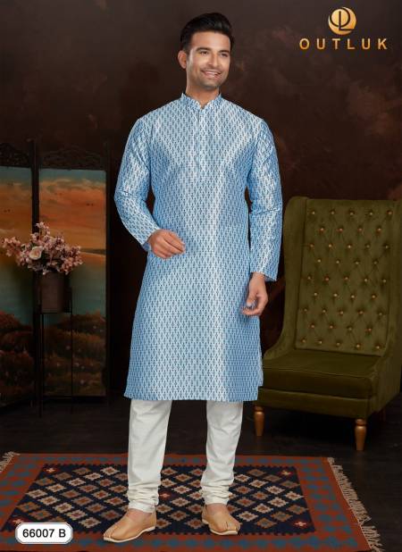 Sky Blue Colour Outluk 66 C New Exclusive Wear Kurta Pajama Collection 66007-C